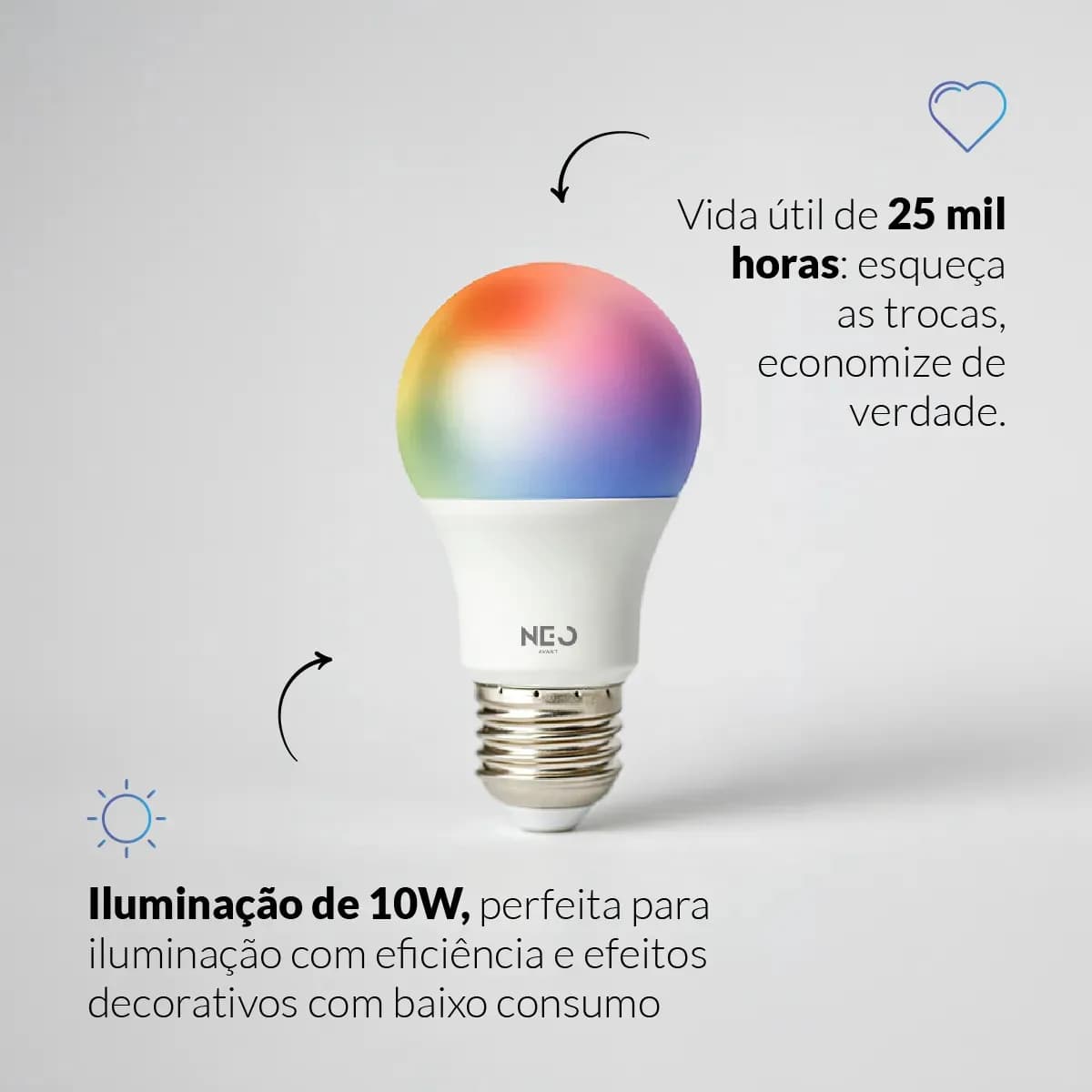 Kit 2 Lampadas Led Pera Smart Inteligente Wi Fi 2.4ghz Alexa Google 10w Rgb 2700k/6500k Branco Quente/neutro/frio E27 Cod: 290028177-2 Avant Neo — imagem 4