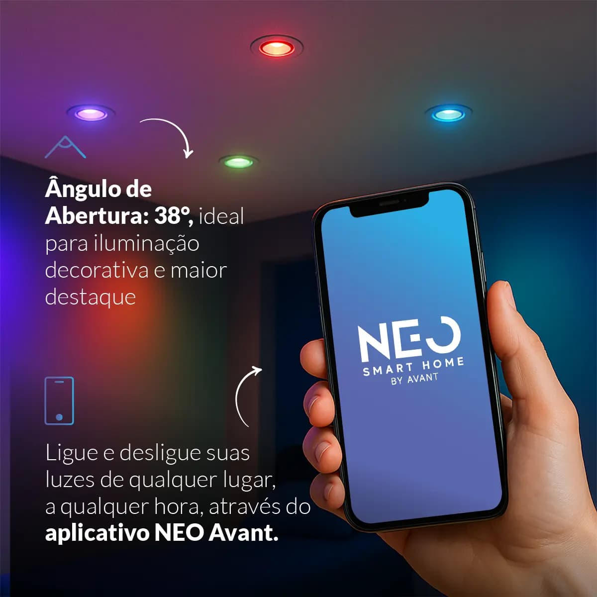 Lampada Led Dicróica Mr16 Smart Inteligente Wi-fi 5w 2700k/6500k Rgb Colorido Gu10 Branco Cod: 291990257 Neo Avant — imagem 6