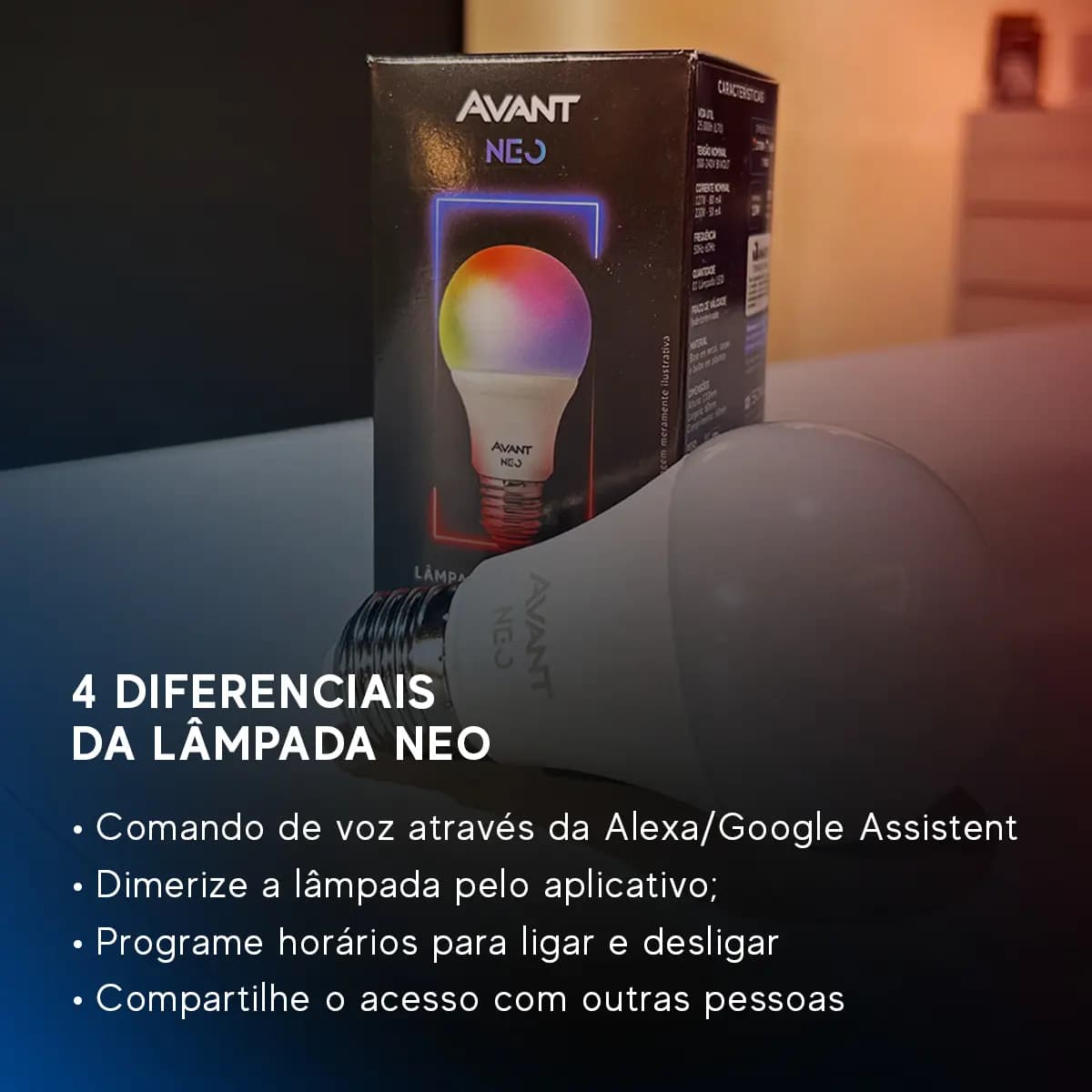 Kit 10 Lampadas Led Pera Smart Inteligente Wi Fi 2.4ghz Alexa Google 10w Rgb 2700k/6500k Branco Quente/neutro/frio E27 Cod: 290028177-10 Avant Neo — imagem 6