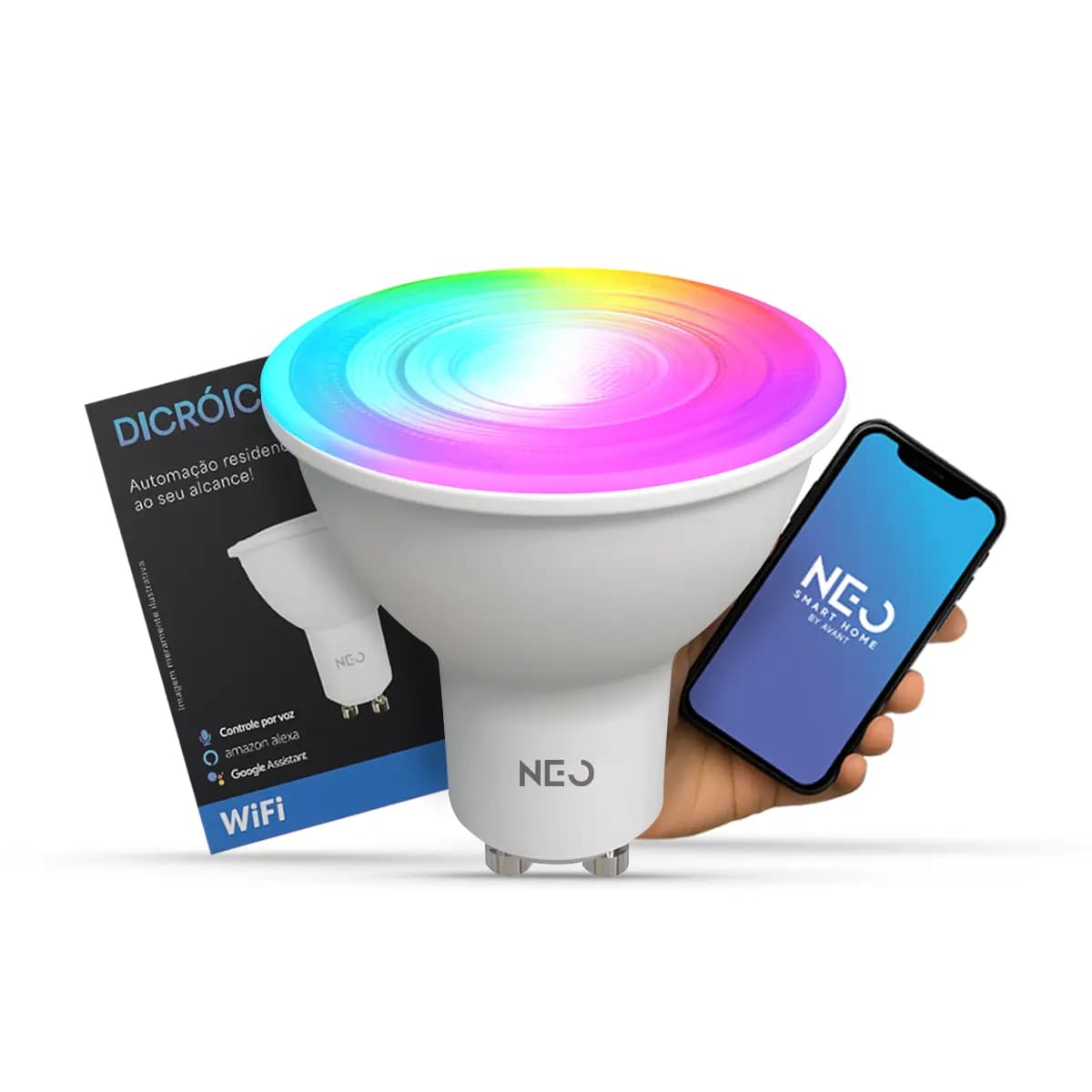 Lampada Led Dicróica Mr16 Smart Inteligente Wi-fi 5w 2700k/6500k Rgb Colorido Gu10 Branco Cod: 291990257 Neo Avant