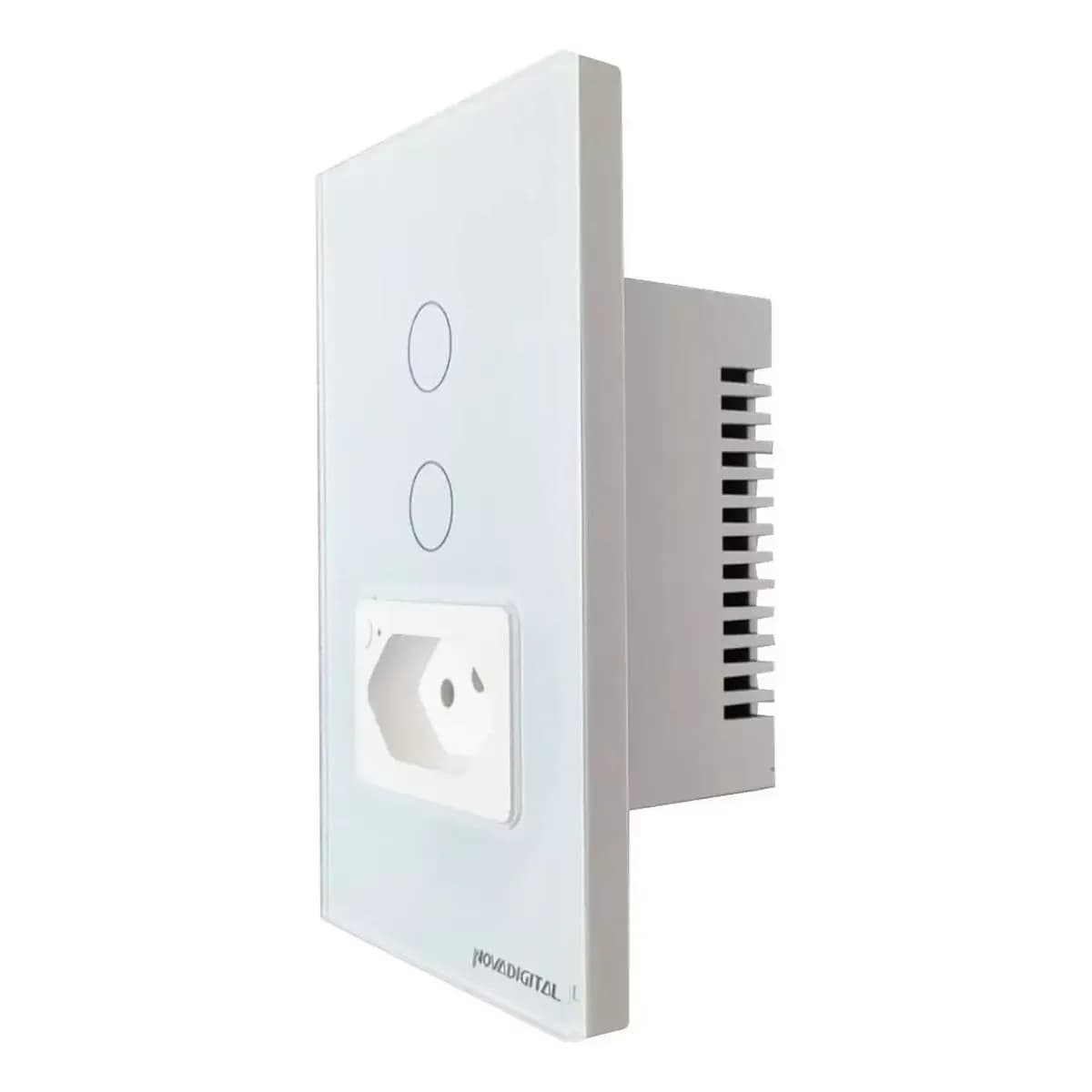 Interruptor Wifi Inteligente 2 Botões Touch C/tomada Alexa Cor Branco — imagem 2