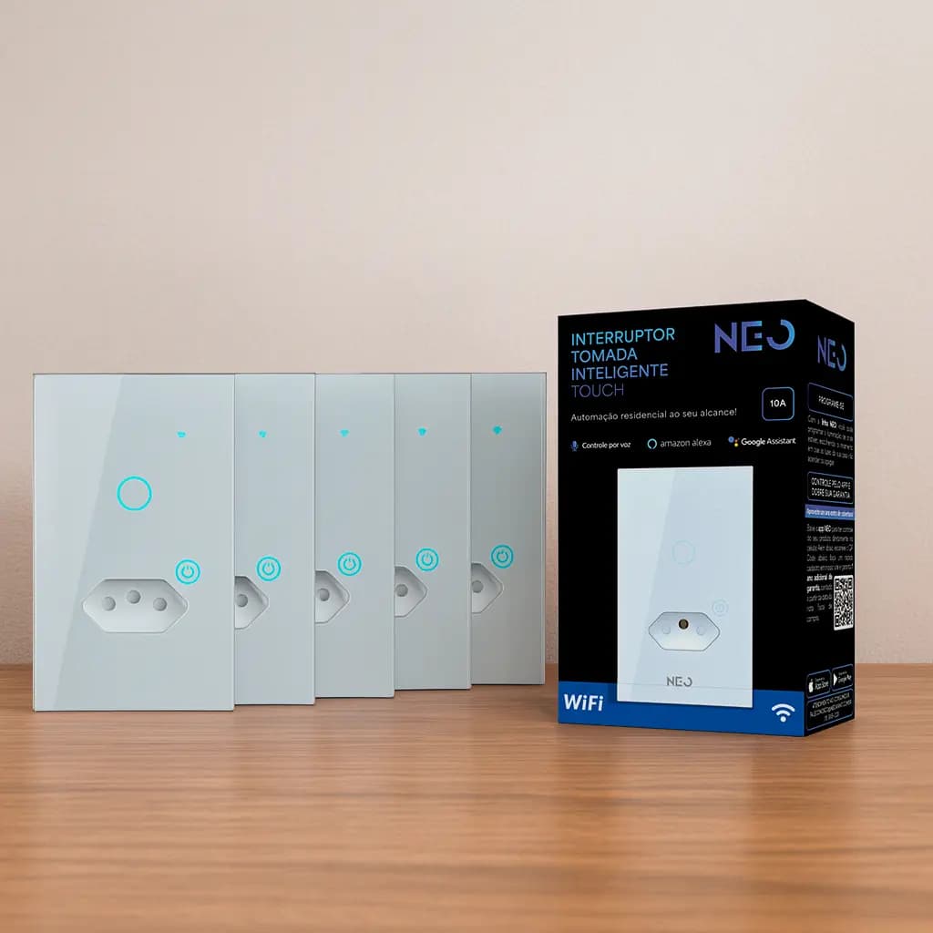 Interruptor Inteligente Smart Wifi Alexa Google 2 Botões Tomada 4x2 Bivolt Preto Neo — imagem 2