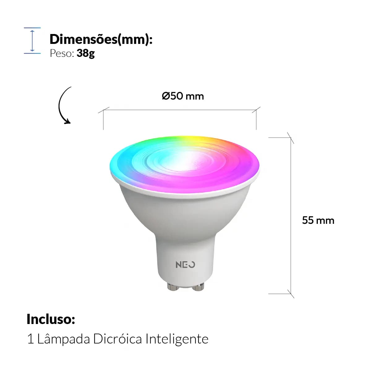 Lampada Led Dicróica Mr16 Smart Inteligente Wi-fi 5w 2700k/6500k Rgb Colorido Gu10 Branco Cod: 291990257 Neo Avant — imagem 2