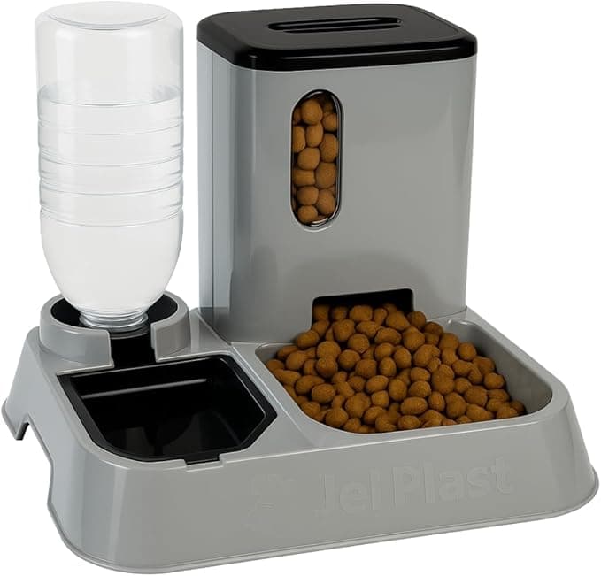 Comedouro E Bebedouro Autom&aacute;tico Alimentador Inteligente 2 em 1 &aacute;gua e Ra&ccedil;&atilde;o (Cinza) | Amazon.com.br